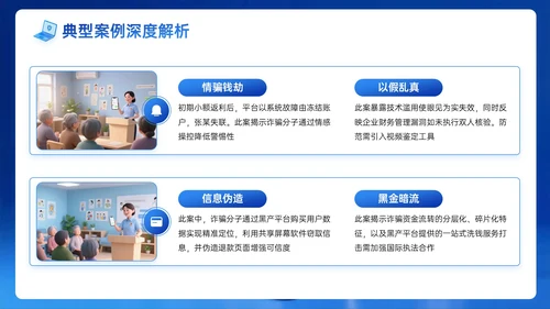 深蓝色系3D关于电信反诈讲座PPT模板