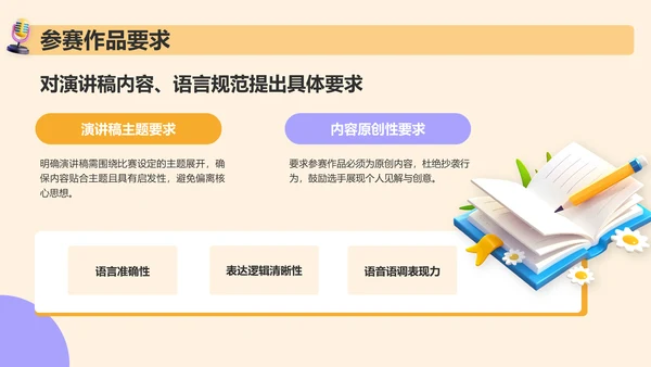 橙色3D风英语演讲比赛活动策划PPT模板