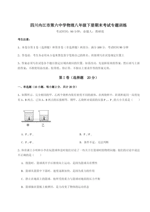 基础强化四川内江市第六中学物理八年级下册期末考试专题训练试题（解析版）.docx