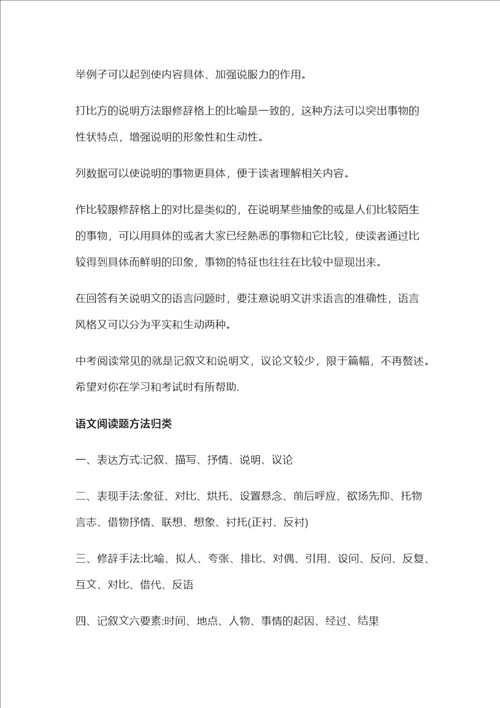 初中语文阅读理解答题技巧与方法归类