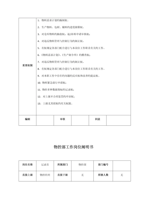 物控部工作岗位说明书.docx