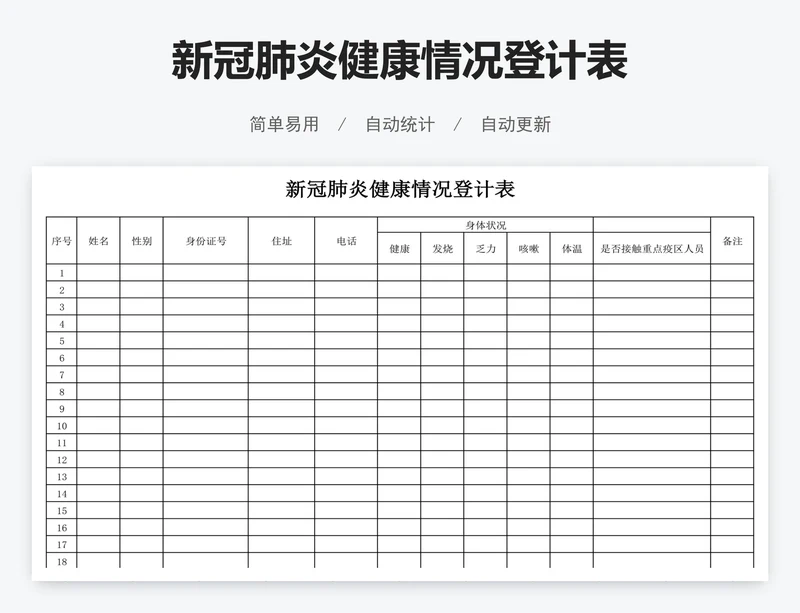 新冠肺炎健康情况登计表