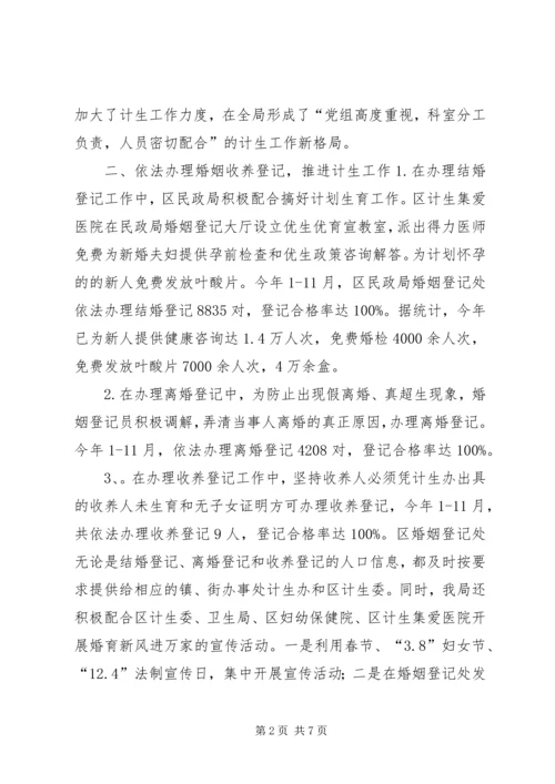 民政局年度人口和计划生育工作自查报告.docx