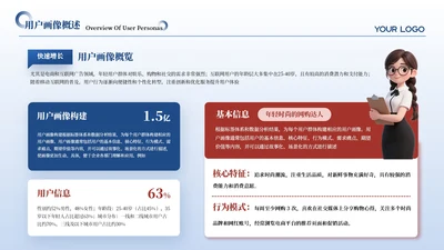 红蓝色简约风3项用户画像分析PPT单页