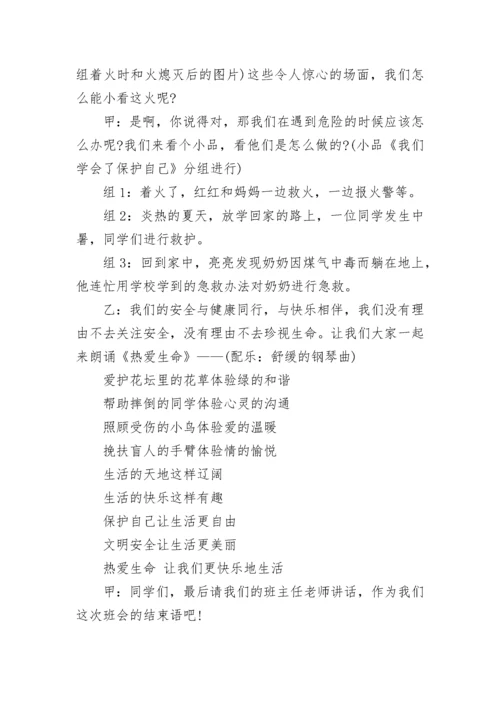 小学生安全主题教育班会方案.docx