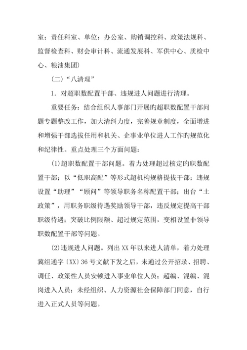 年市粮食局一问责八清理专项行动实施方案.docx