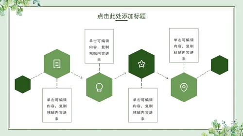 绿色简约小清新水彩叶子教学PPT模板