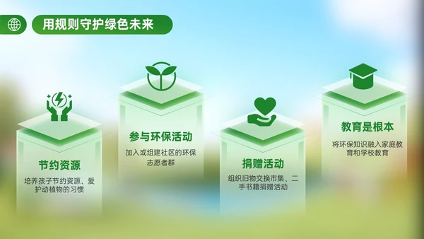 绿色立体风世界清洁地球日主题活动倡议PPT