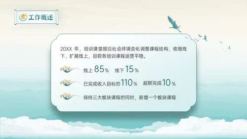 新中式清雅风格年中工作总结通用PPT模板