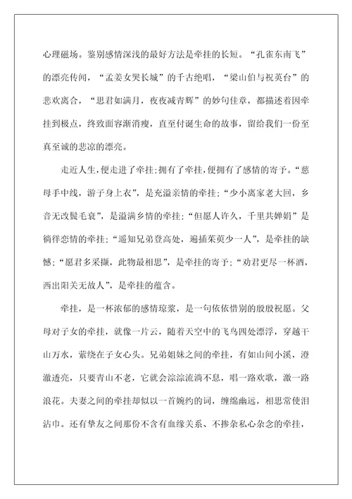 2022牵挂阅读答案