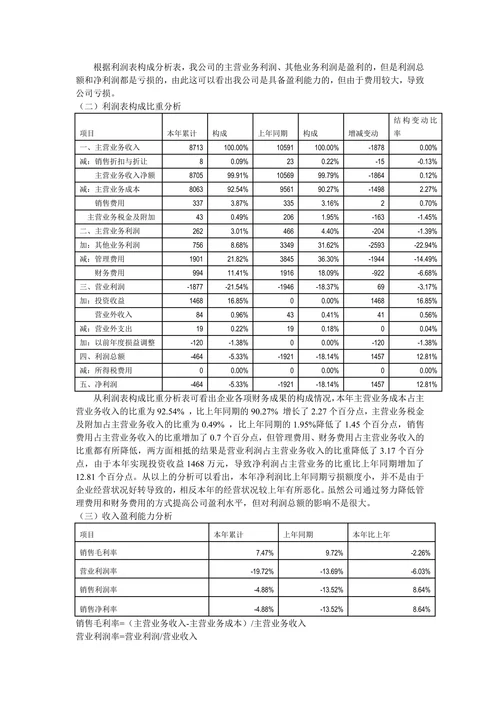 财务报表分析报告