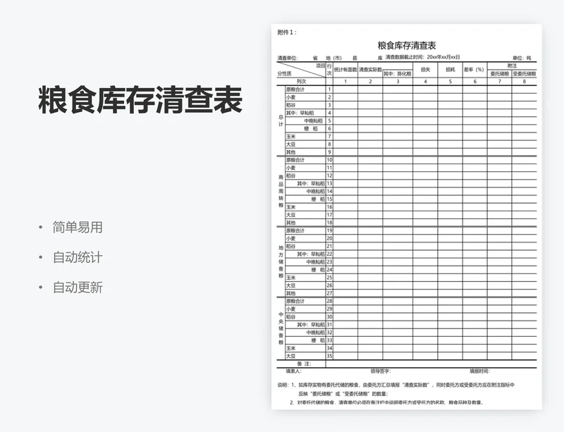 粮食库存清查表