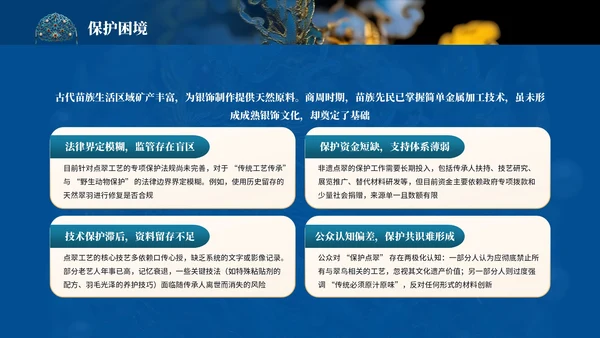 蓝色中国风非遗点翠文化介绍PPT模板