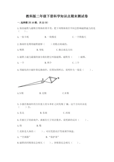 教科版二年级下册科学知识点期末测试卷（精品）.docx