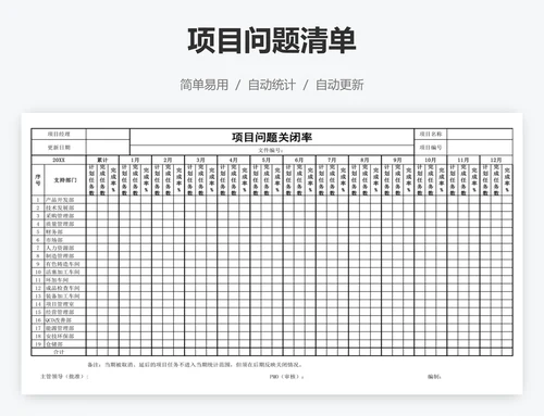 项目问题清单