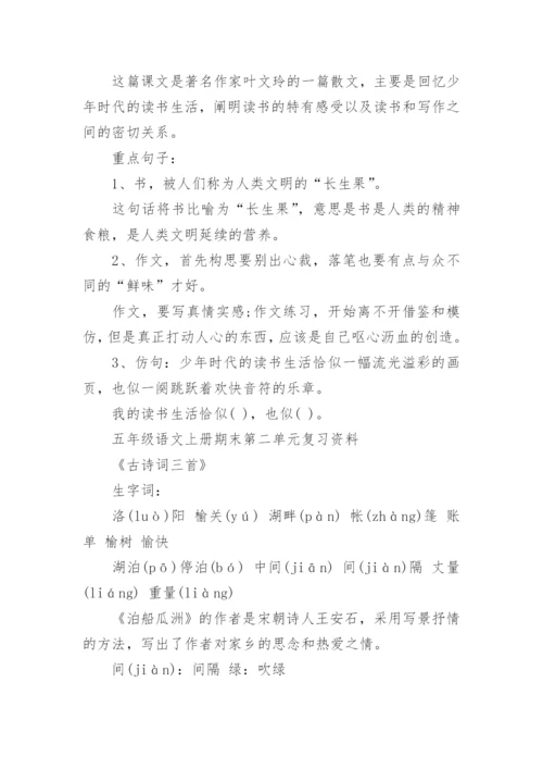 人教版五年级语文上册期末复习资料.docx