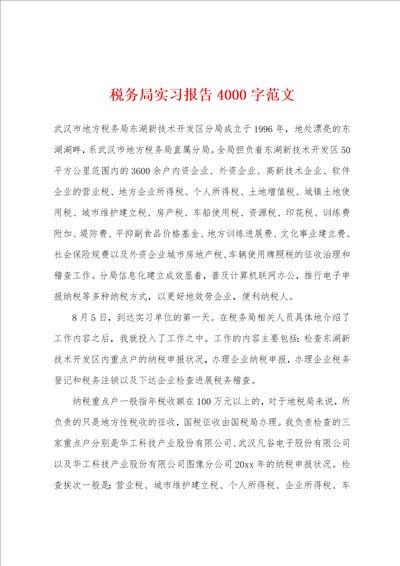 税务局实习报告4000字范文