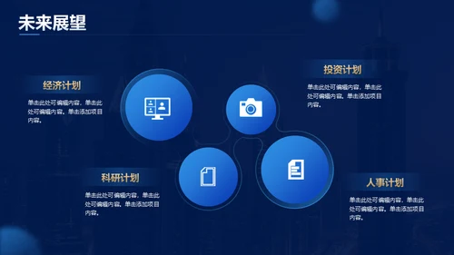 蓝金风格公司年会企业舞台商务大气通用PPT模板