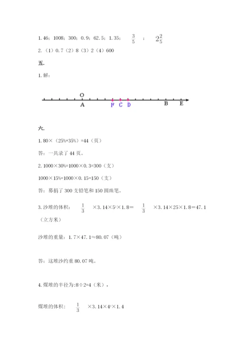 小学六年级数学期末自测题带答案（预热题）.docx