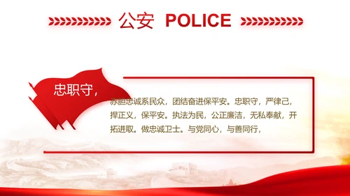 红色党建公安警察派出所年终总结汇报PPT模板