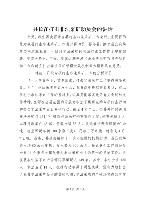 县长在打击非法采矿动员会的讲话.docx