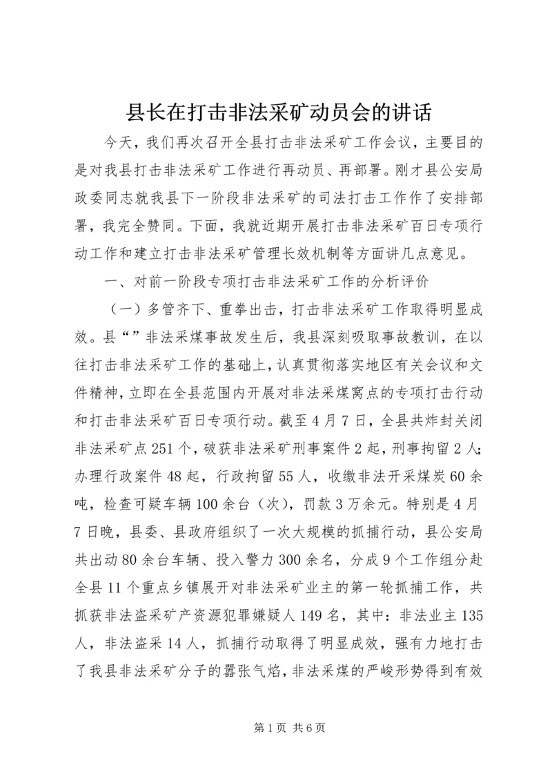 县长在打击非法采矿动员会的讲话.docx