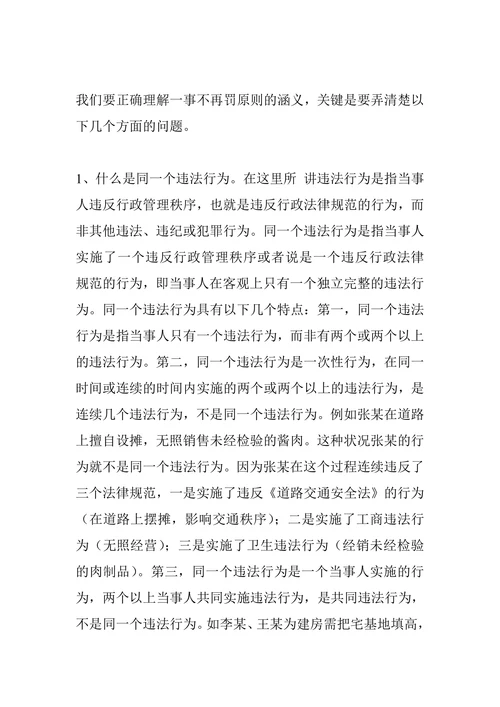 浅论行政处罚的“一事不再罚”原则的具体涵义