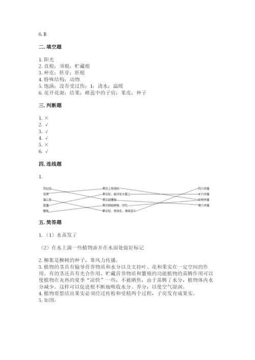 科学四年级下册第一单元植物的生长变化测试卷（含答案）.docx