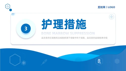 蓝色商务简约骨髓抑制的护理查房培训课件模板