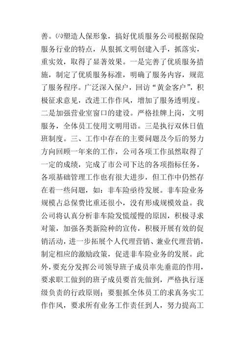 某年度保险股份有限公司保险工作总结