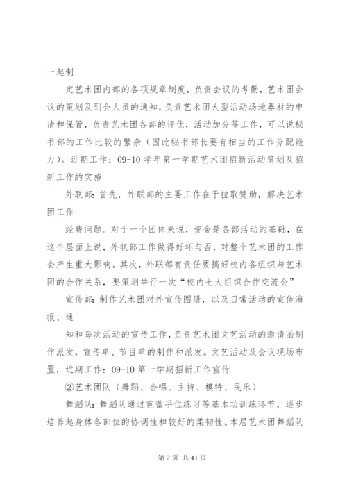 09届艺术团副团长工作计划书精编.docx