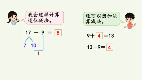 第二单元  20以内的退位减法 整理和复习（课件）(共17张PPT) 2024-2025学年人教版一