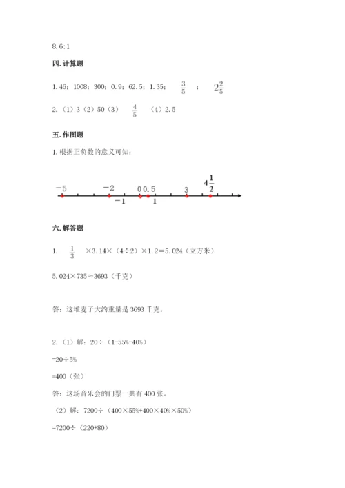 沪教版数学六年级下册期末检测试题及参考答案（研优卷）.docx