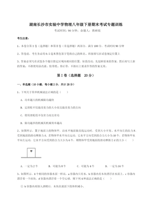 基础强化湖南长沙市实验中学物理八年级下册期末考试专题训练试卷（含答案详解）.docx