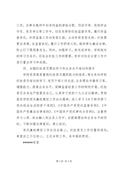 学院党委纪检委员履行监督责任情况报告.docx