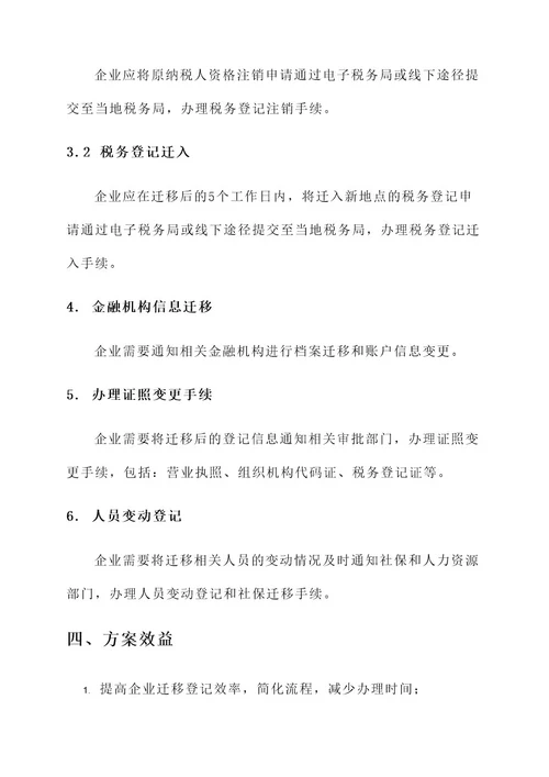 企业迁移登记一件事方案