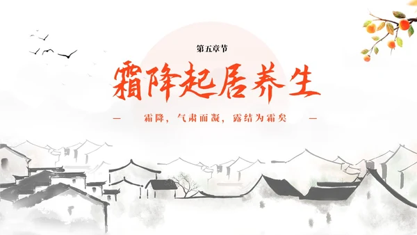 简约中国风二十四节气霜降传统节日培训主题通用PPT