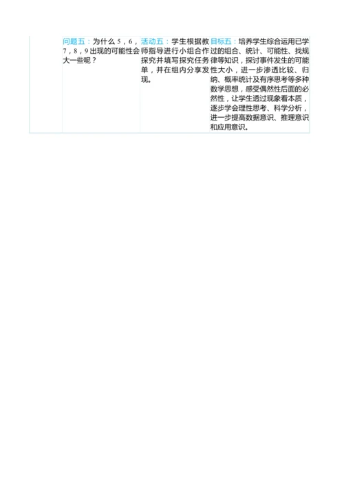 （大单元整体教学）掷一掷 单元分析（表格式）教学设计 人教版 五年级上册数学