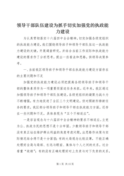 领导干部队伍建设为抓手切实加强党的执政能力建设.docx