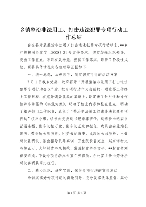 乡镇整治非法用工、打击违法犯罪专项行动工作总结.docx