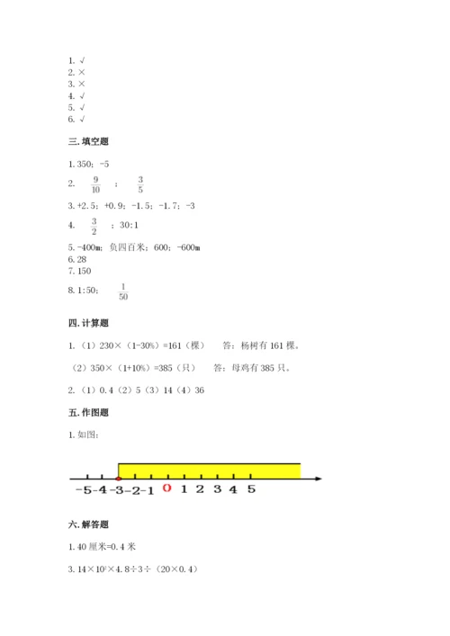 秦安县六年级下册数学期末测试卷有答案.docx