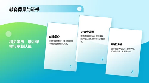 蓝色渐变风UIUX作品集PPT模板