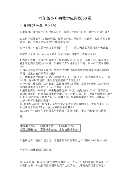 六年级小升初数学应用题50道附完整答案（夺冠系列）.docx