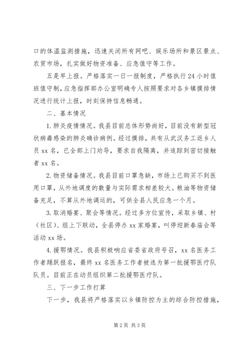 县新型冠状病毒感染的肺炎疫情防控工作汇报.docx