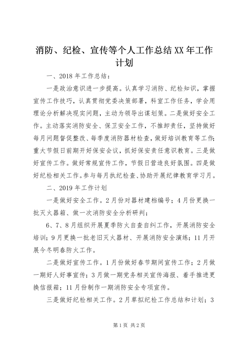 消防、纪检、宣传等个人工作总结XX年工作计划.docx