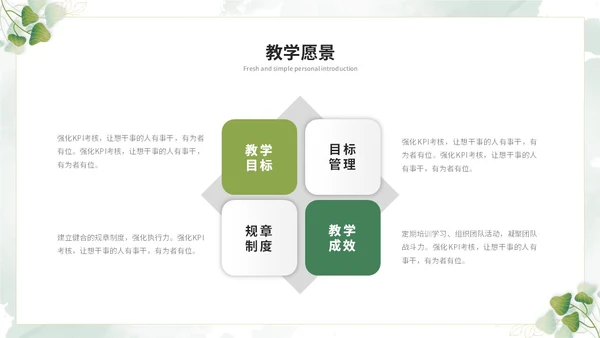 小清新简约花草教师个人简历个人简介自我介绍ppt模板