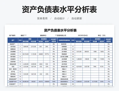 资产负债表水平分析表
