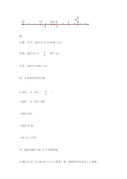 小学六年级数学期末自测题及参考答案【考试直接用】.docx