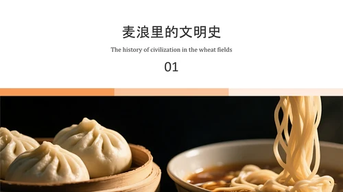 黑色橙色简约风中国面食介绍PPT模板