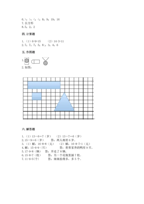 人教版一年级下册数学期中测试卷精品（名师系列）.docx